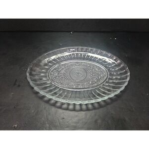 Indiana Trellis‎ Glass Oval Platter, Clear Crystal Fleur De Lis Pattern, 10.25"